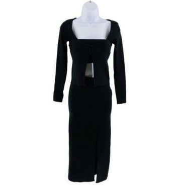 Petal and Pup NEW Luna 3 Piece Knitted Set Black Sweater Midi Dress Size L