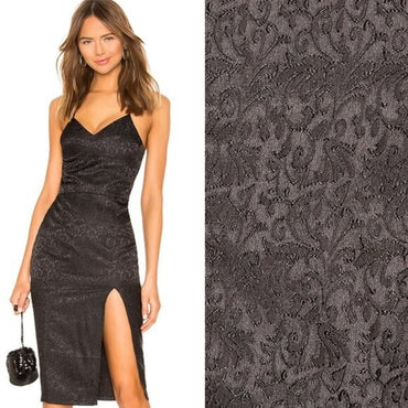 by the way. | NEW Mini Jacquard Satin Formal Slit Midi Dress in Black Size XS