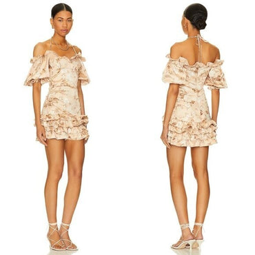 Majorelle NEW Marbella Satin Floral Off the Shoulder Party Mini Dress Size XXS