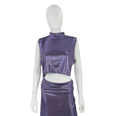Camila Coelho NEW Marge Formal Metallic Cut Out Midi Dress in Lilac Size XL