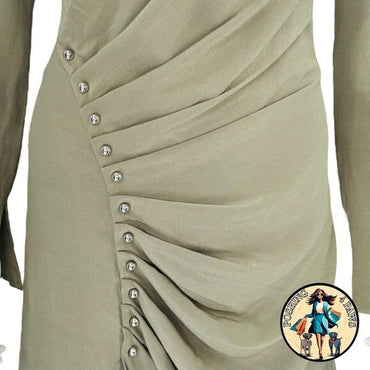 Jonathan Simkhai Bryanna Green Military Long Sleeve Formal Midi Dress Size 4