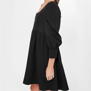 Pomander Place NEW Black Andie Puff Long Sleeve Square Neck Mini Dress Size XS