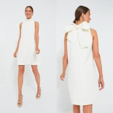 Tuckernuck NEW Ivory Blythe Bow Ruffle Sleeveless Preppy Mini Dress Size XS