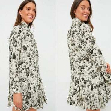 Tuckernuck NEW Faded Roses Long Sleeve Drop Waist Tate Mini Dress Size XXL