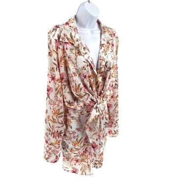 Runaway The Label | NEW Ruby Alani Front Tie Mini Dress in White Floral Size XL