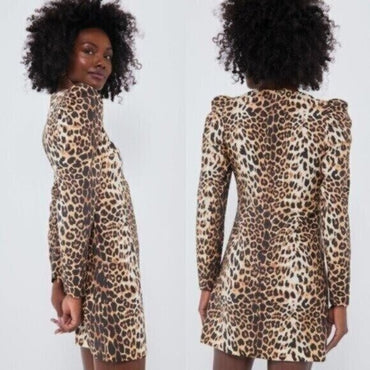 Tuckernuck x India Hicks NEW Leopard Domino Long Sleeve Party Mini Dress XXL