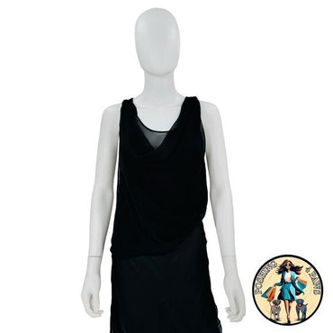 Christopher Esber Silk Formal Sheer Draped Cowl Tank Maxi Dress in Black Size 6