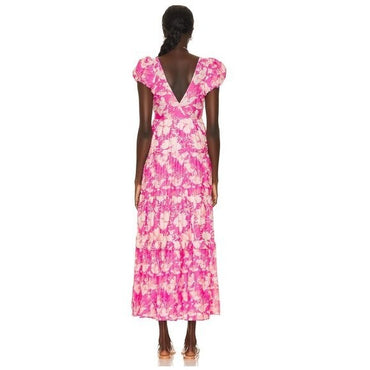 LoveShackFancy | NEW Karalie Silk Blend Maxi Dress in Holiday Sun Fuchsia Size 2