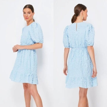 Hyacinth House NEW Blue Emersyn Textured Short Sleeve Party Mini Dress Size XS