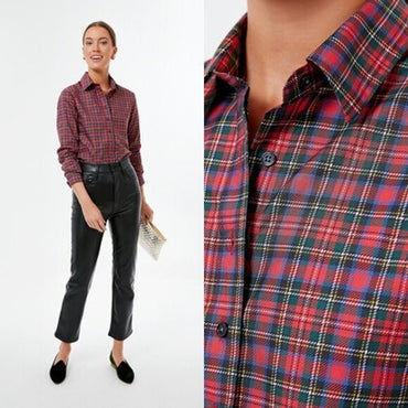 Tuckernuck The Shirt by Rochelle Behrens NEW Classic Red Plaid Icon Shirt XS
