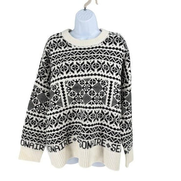 Tuckernuck NEW Charcoal and Cream Fair Isle Sandwick Pullover Sweater Size S