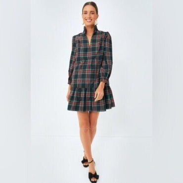 Tuckernuck Palmerston Tartan Plaid Drop Waist Long Sleeve Mini Dress Size XXL
