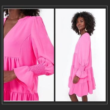 Pomander Place | NEW Electric Pink Crepe Kenzo Dress Size XS