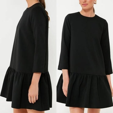 Tuckernuck NEW Black Pierce Drop Waist Classy Long Sleeve Mini Dress Size XS