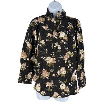 Tuckernuck NEW Midnight Garden Black Floral Collared Corrigan Blouse Top Size XS