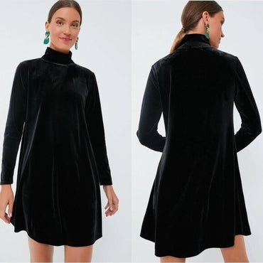 Pomander Place NEW Black Velvet Long Sleeve Mottershead Mini Dress Size XS