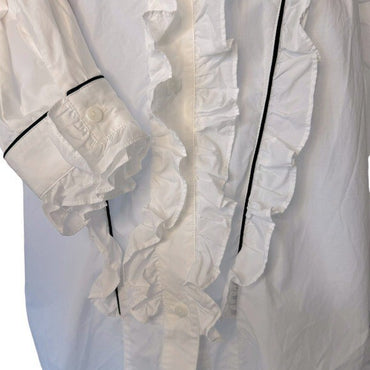 Tuckernuck NEW White Hazel Victorian Ruffle Mock Neck Button Down Blouse Size S