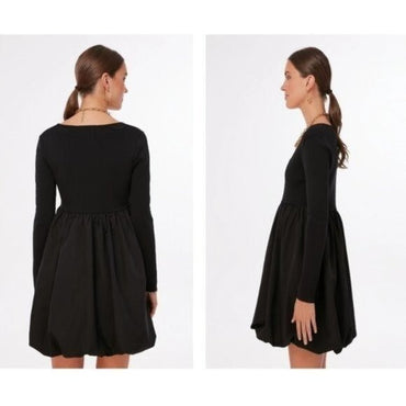 HYACINTH HOUSE NEW Black Bubble Skirt Cecilia Long Sleeve Mini Dress Size XS