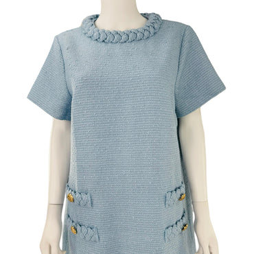 Tuckernuck Airy Blue Retro Tweed Jackie Short Sleeve Mini Dress