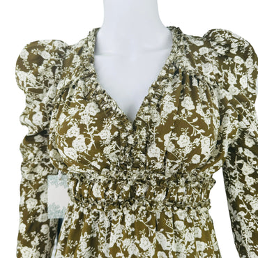 Hyacinth House Renee Ruffle Mini Dress in Olive Floral