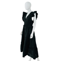 Sea New York Black Loren Cambric Flutter Sleeve V Neck Dress