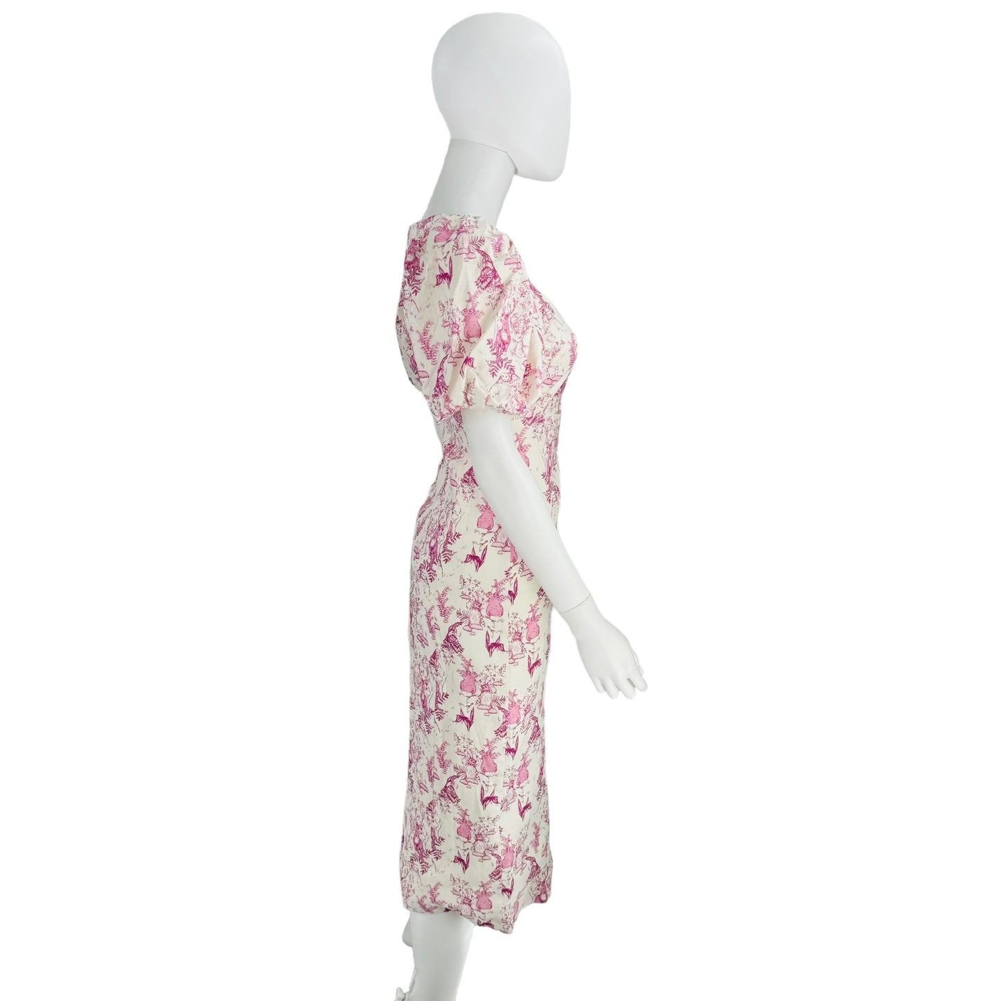 Hyacinth House Pink and White Woodland Wilma Midi Dress