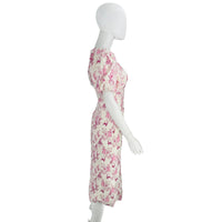 Hyacinth House Pink and White Woodland Wilma Midi Dress