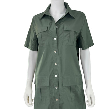 Tuckernuck Olive Green Military Inspired Short Sleeve Mini Dress