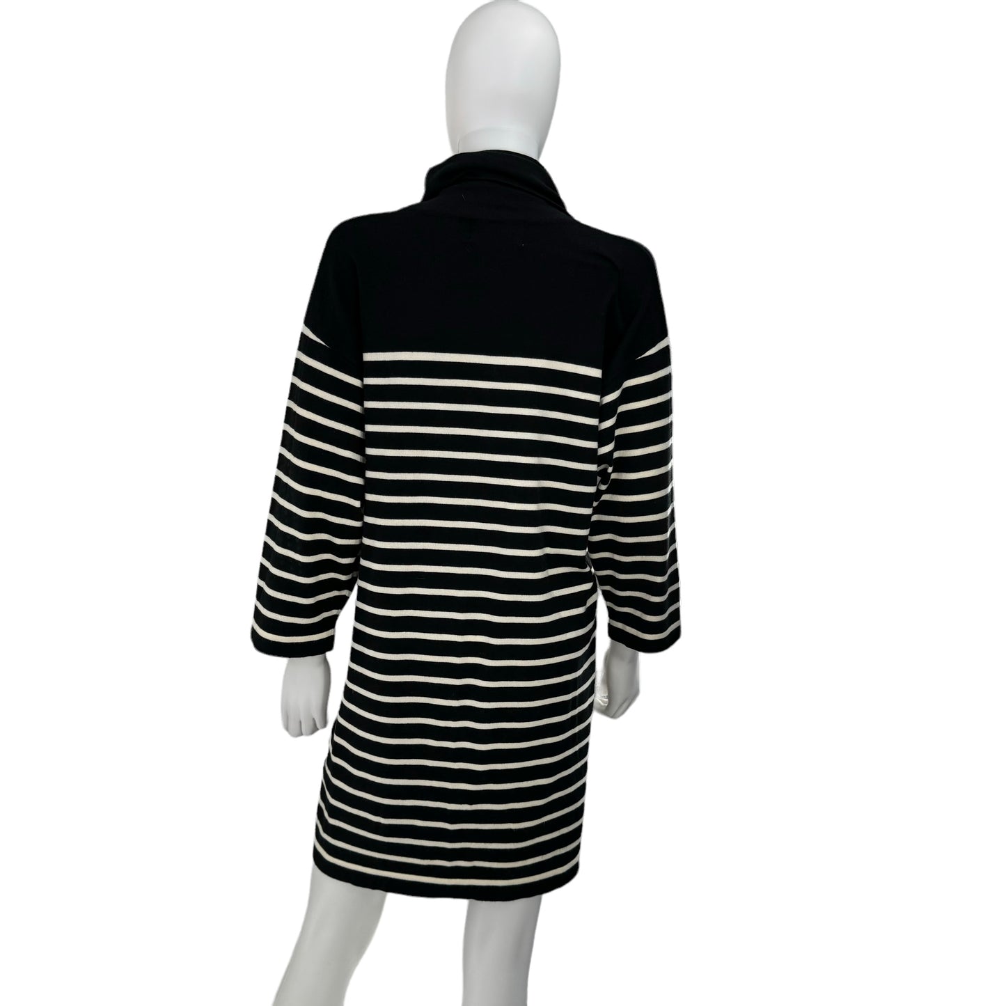 Pomander Place Black Striped Durand Turtleneck Long Sleeve Mini Dress