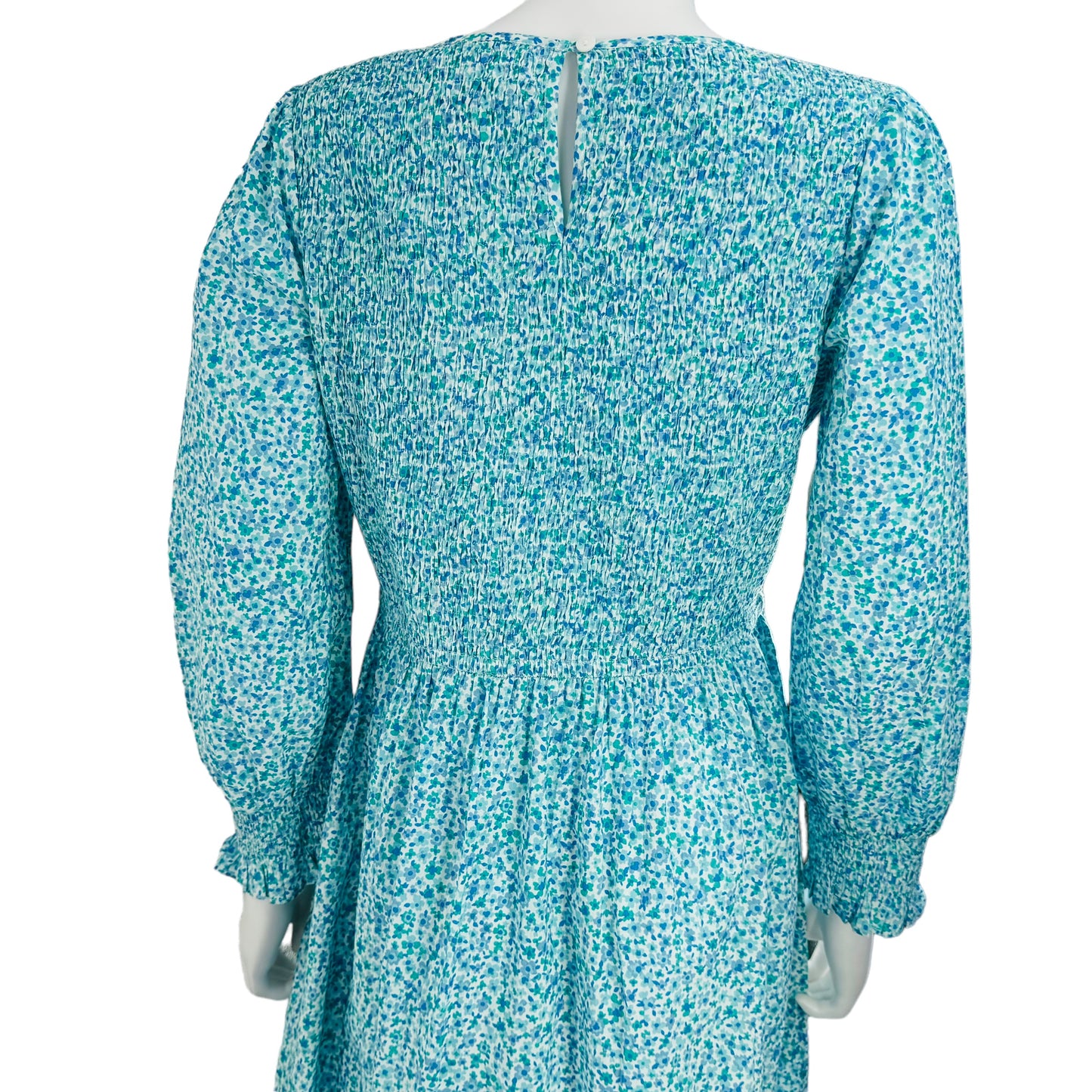 Pink City Prints Blue Isabel V Neck Dress Ocean Ditsy Flower Maxi Dress