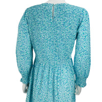 Pink City Prints Blue Isabel V Neck Dress Ocean Ditsy Flower Maxi Dress