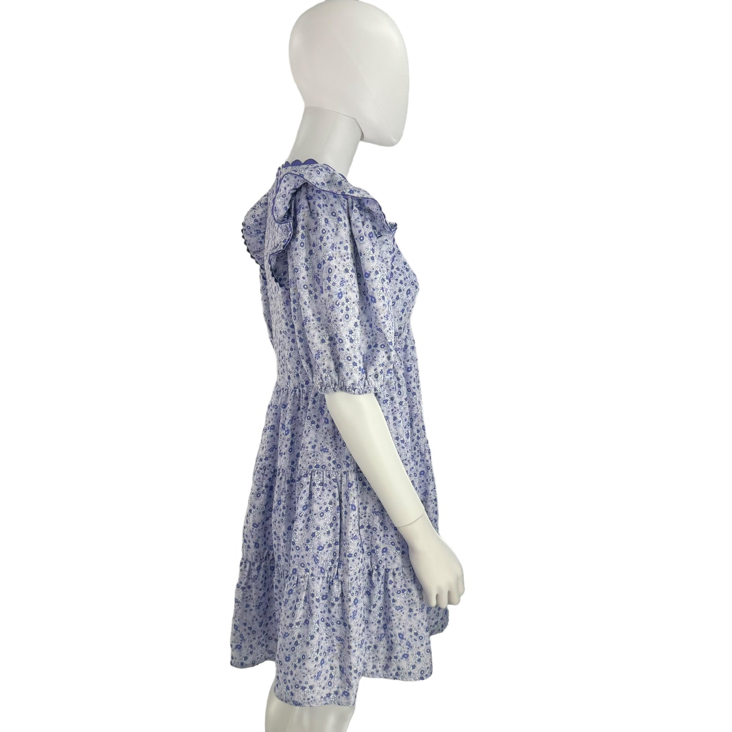 Hyacinth House Purple Micro Floral Print Puff Sleeve Mini Dress
