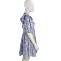 Hyacinth House Purple Micro Floral Print Puff Sleeve Mini Dress