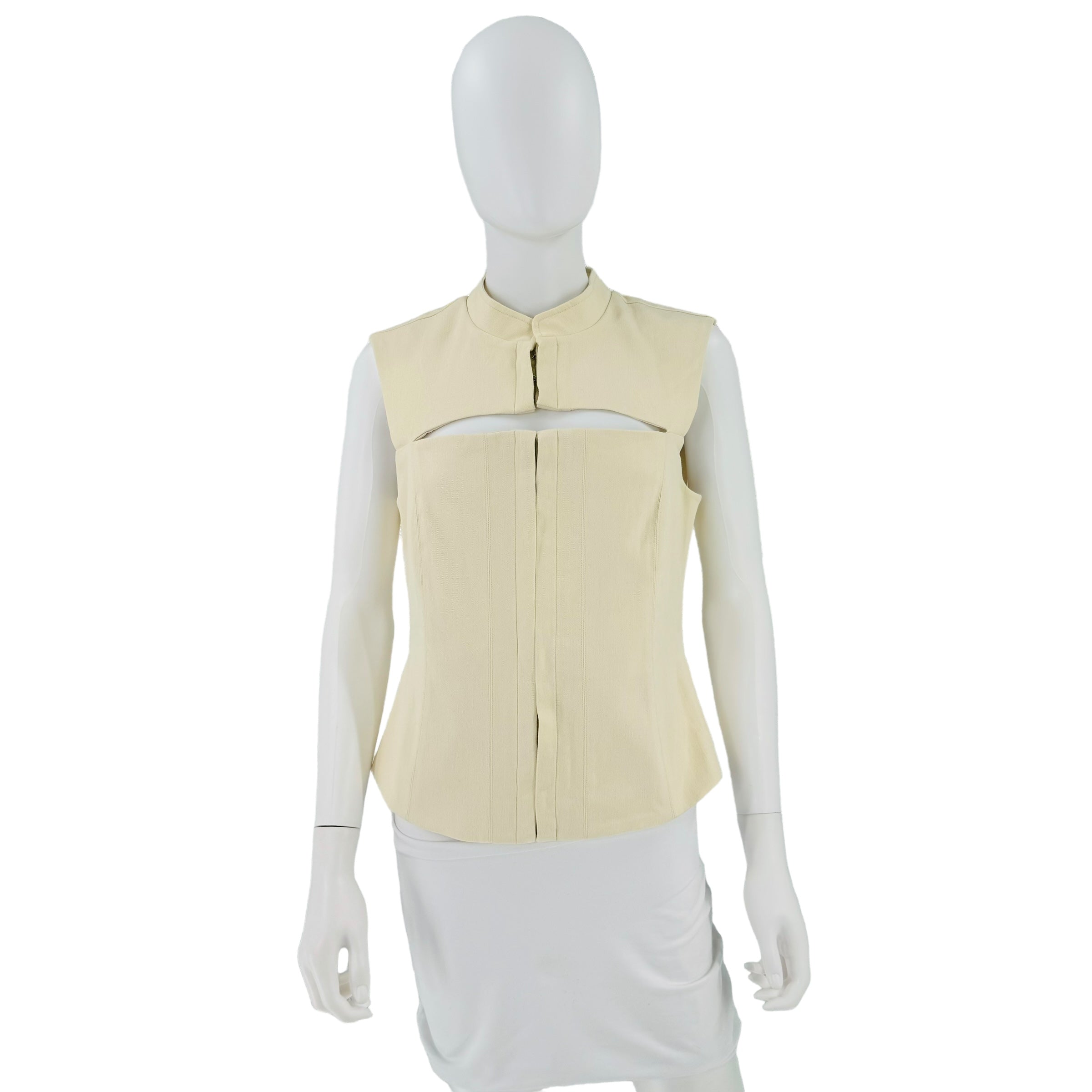 LOBA Paulina Cut Out Sleeveless Top in Beige