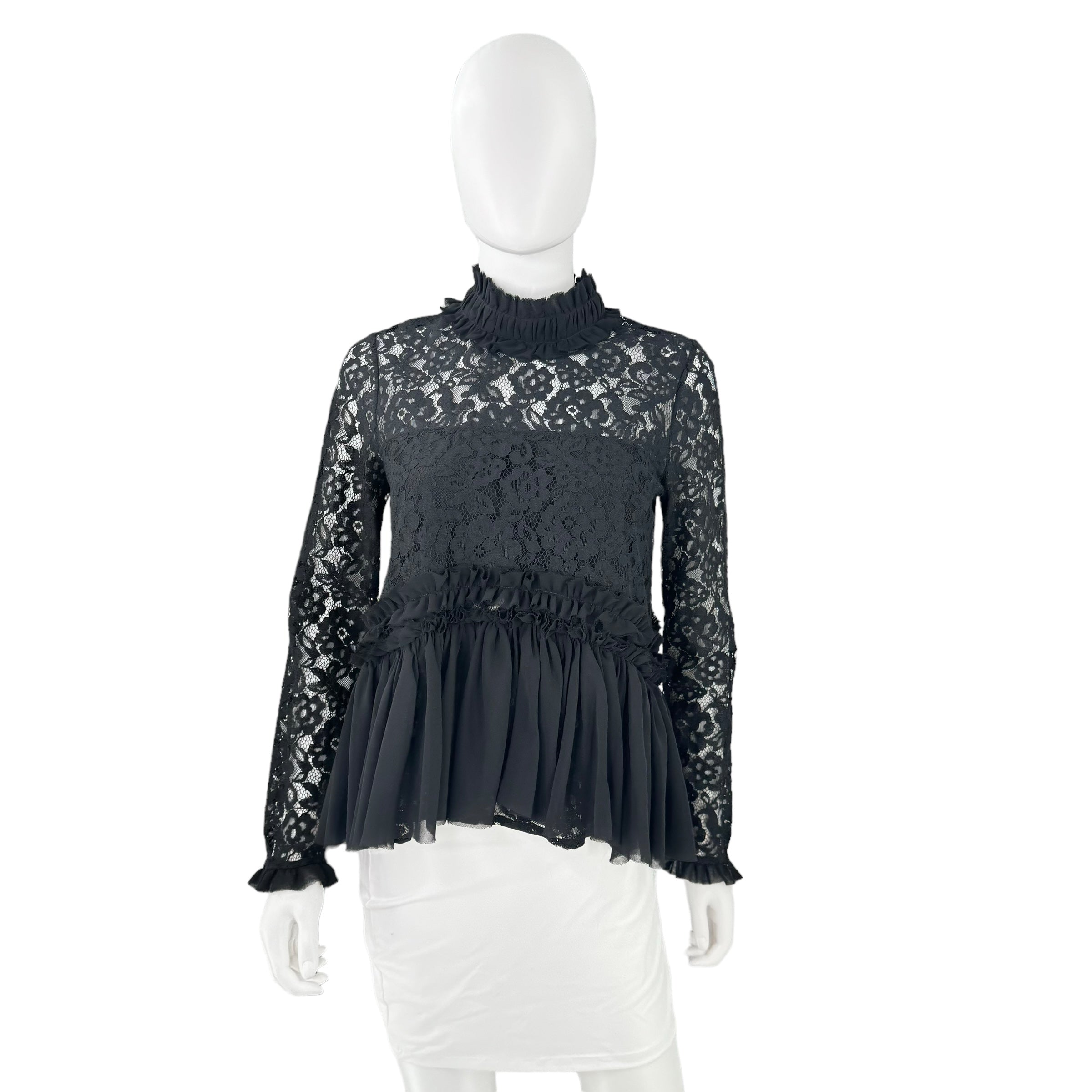 Tuckernuck Black Lace Myla Peplum Blouse