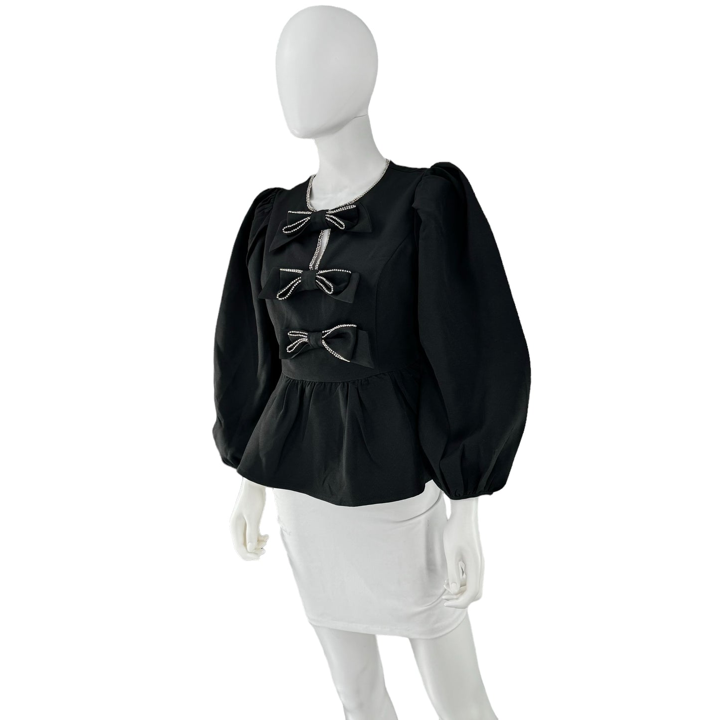 Hyacinth House Embellished Blair Bow Peplum Blouse