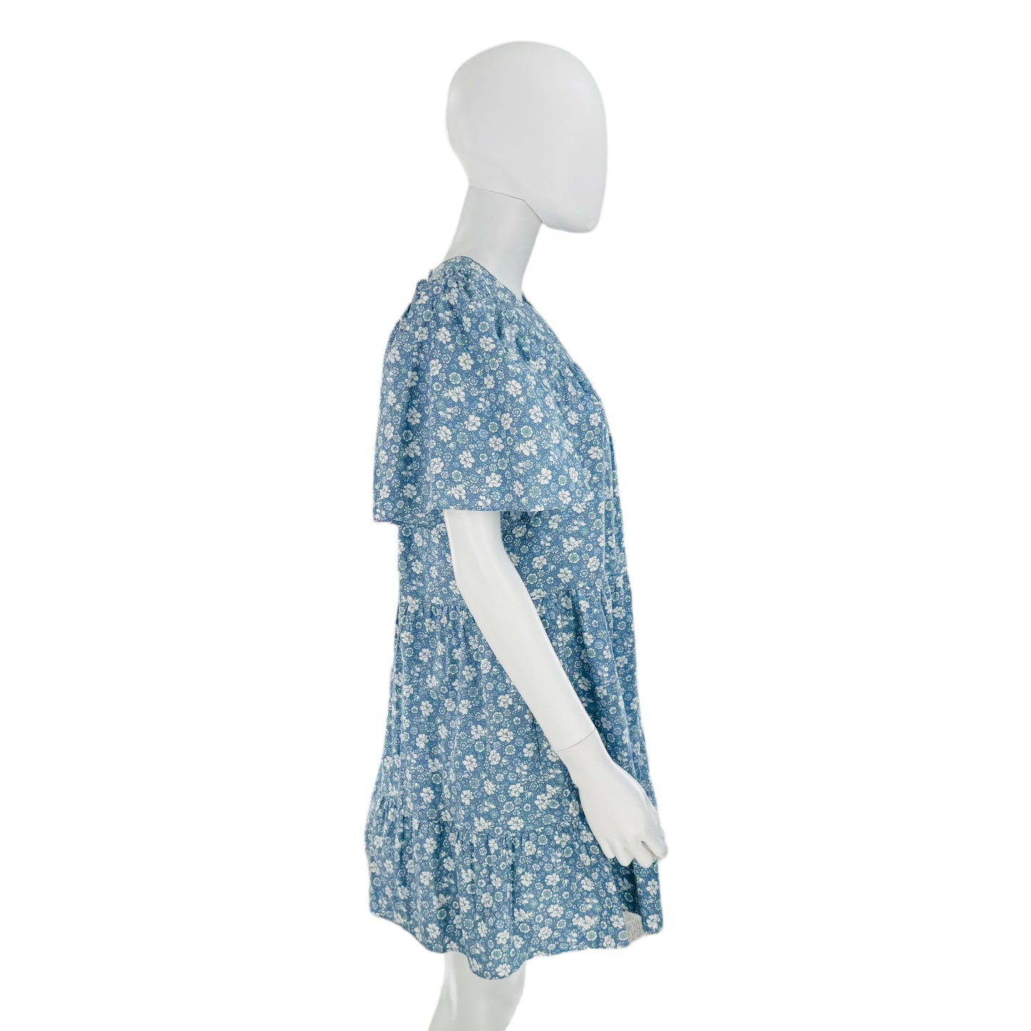 Hyacinth House Slate Blue Short Sleeve Floral Mini Dress