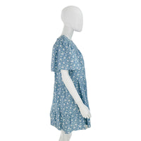 Hyacinth House Slate Blue Short Sleeve Floral Mini Dress