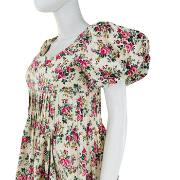 Hyacinth House Ivory Pink Floral Puff Sleeve Mini Dress