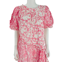 Ash & Eden Pink Milena Floral Swiss Dot Asymmetric Schiffli Mini Dress