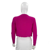 Versace Cashmere Crop Open Perforated Scalloped Knit Cardigan Sweater