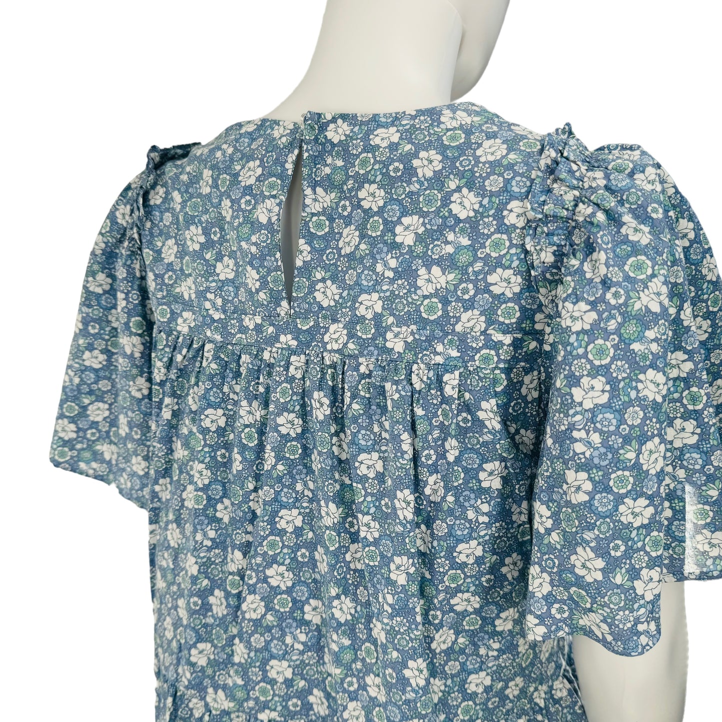 Hyacinth House Slate Blue Short Sleeve Floral Mini Dress