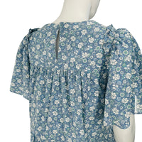 Hyacinth House Slate Blue Short Sleeve Floral Mini Dress