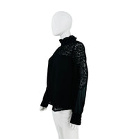 Tuckernuck Black Lace Rosalee Long Sleeve Blouse