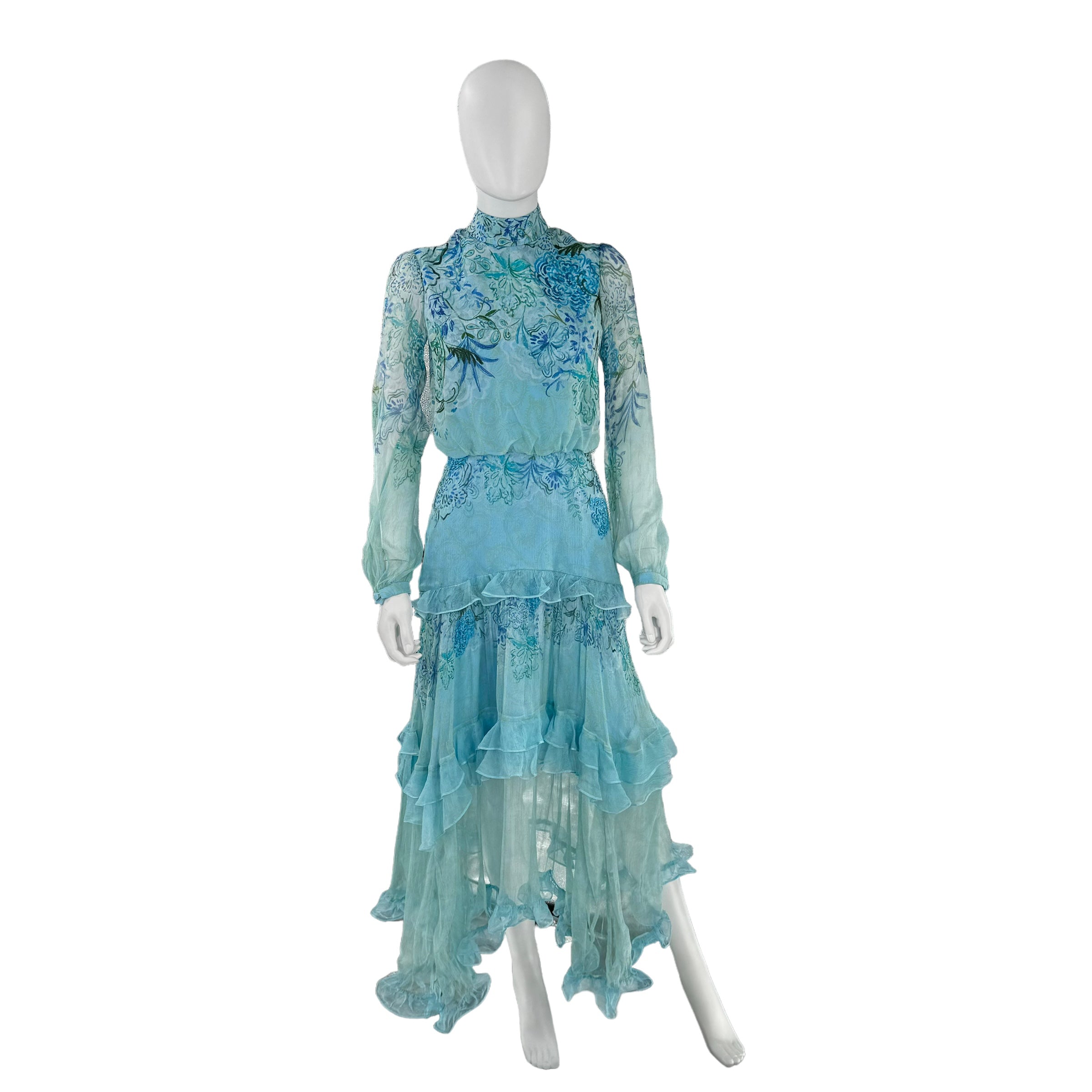 SALONI  Orchard River Jolie-C Dress Formal Silk Long Sleeve Midi Dress