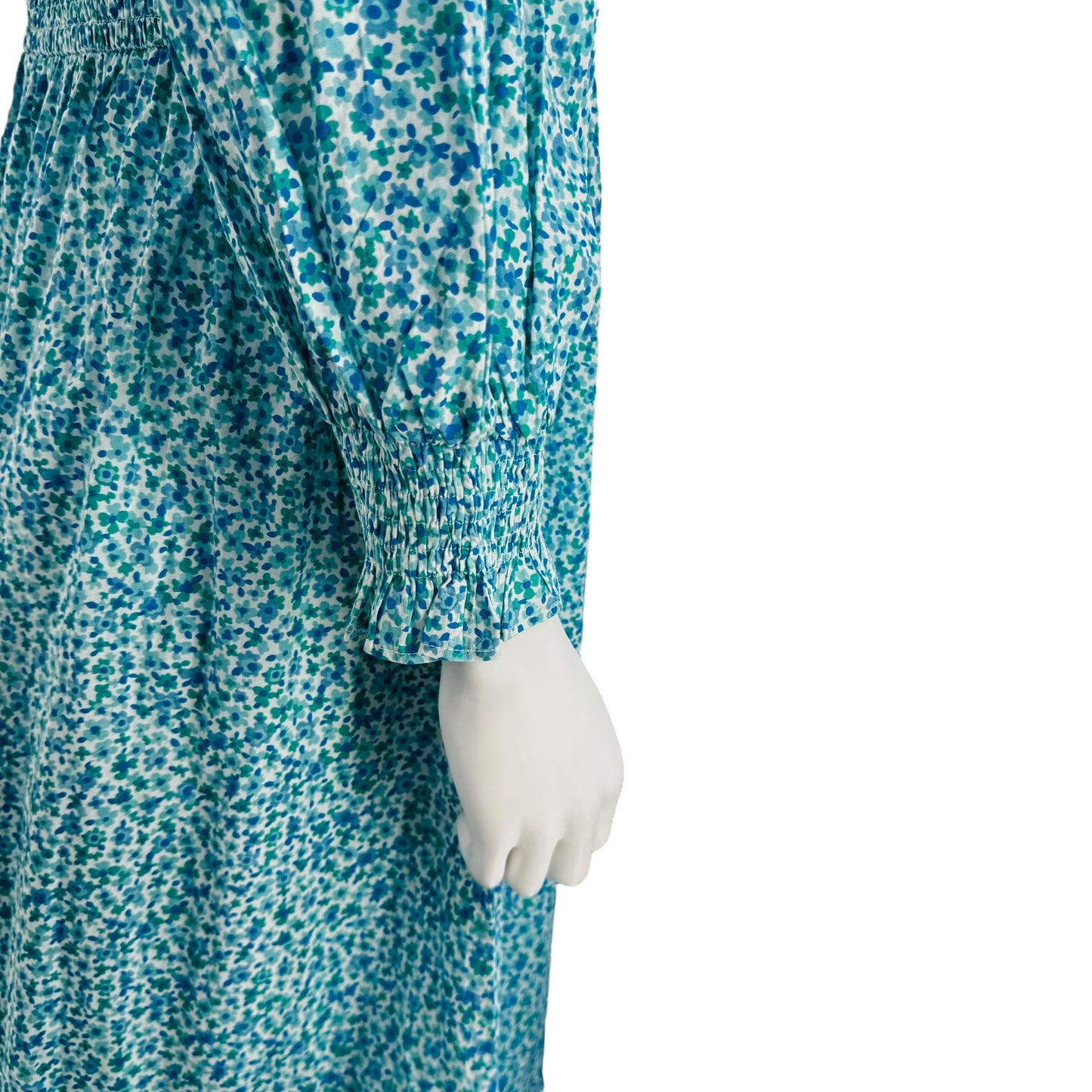 Pink City Prints Blue Isabel V Neck Dress Ocean Ditsy Flower Maxi Dress