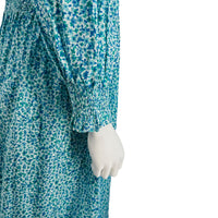 Pink City Prints Blue Isabel V Neck Dress Ocean Ditsy Flower Maxi Dress
