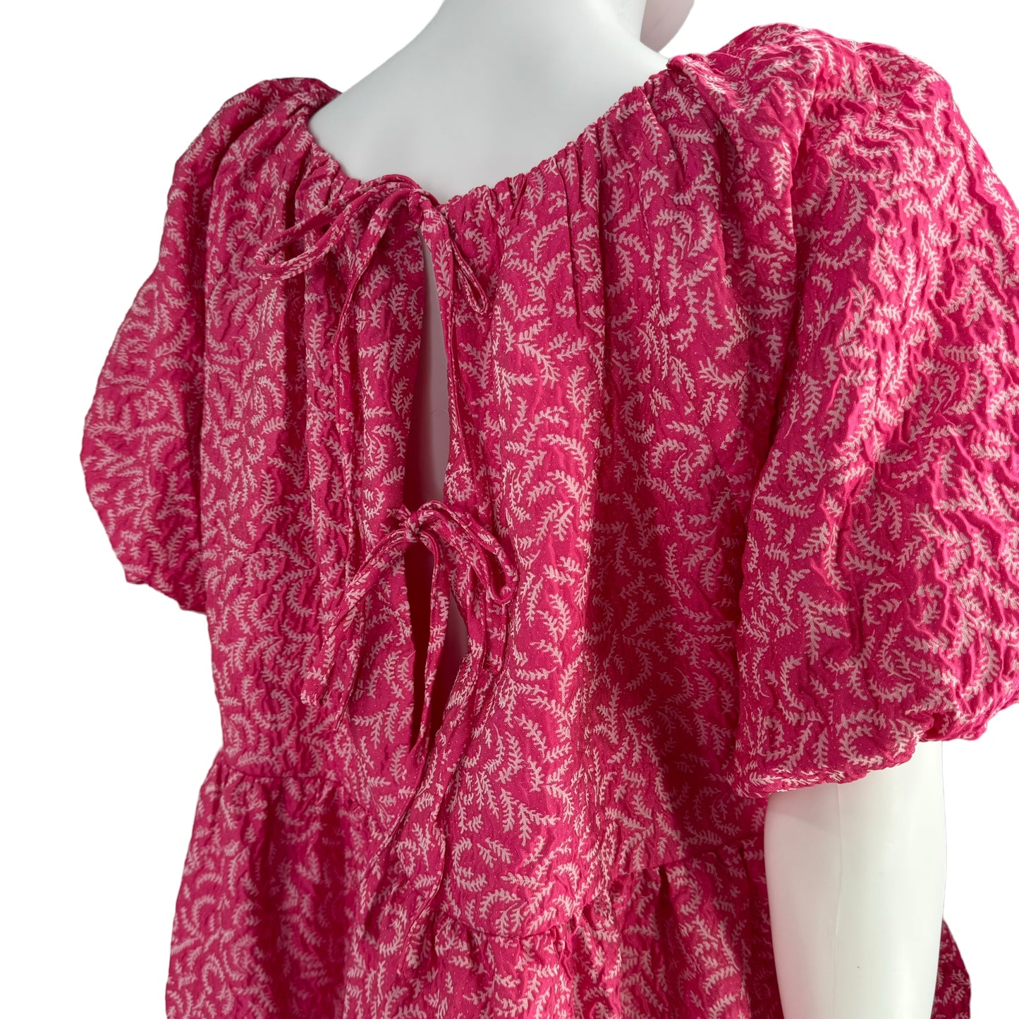 Hyacinth House Textured Fuschia Belinda Pink Babydoll Mini Dress