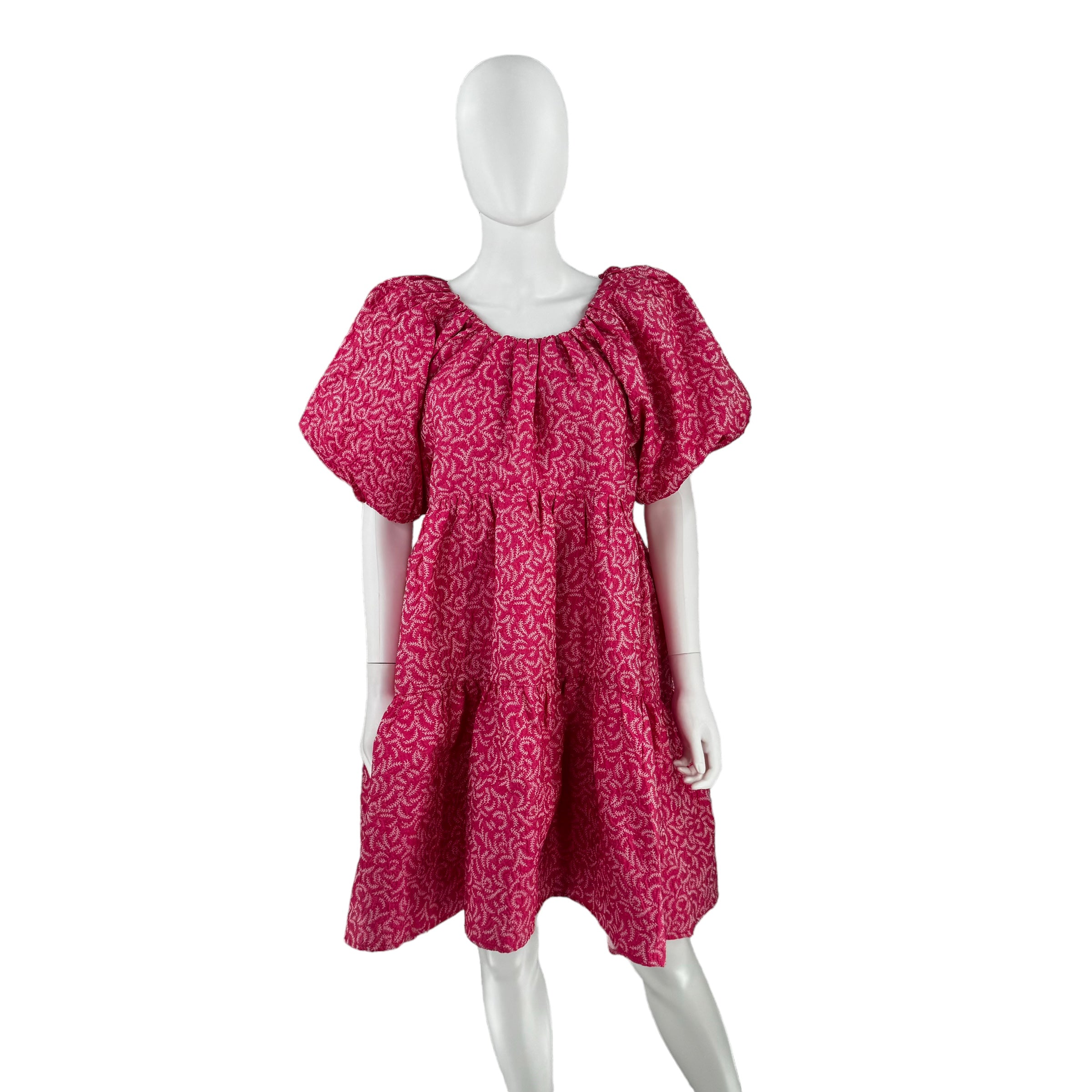 Hyacinth House Textured Fuschia Belinda Pink Babydoll Mini Dress