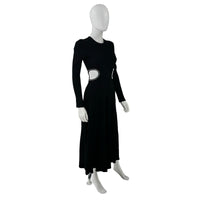 Moon River Black Cut Out Long Sleeve Ribbed Midi Dress